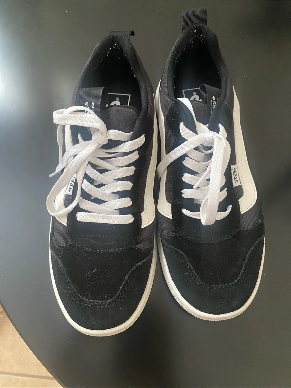 Vans Black and White Low-Top Skate Sneakers
